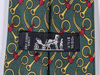 Hermès silk tie gren equstrian pattern Hermès 643 TA tie green