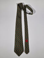 Hermès silk tie gren equstrian pattern Hermès 643 TA tie green