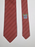 645668 Hermès silk tie orange recyceling pattern 645668 EA