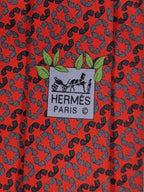 645668 Hermès silk tie orange recyceling pattern 645668 EA