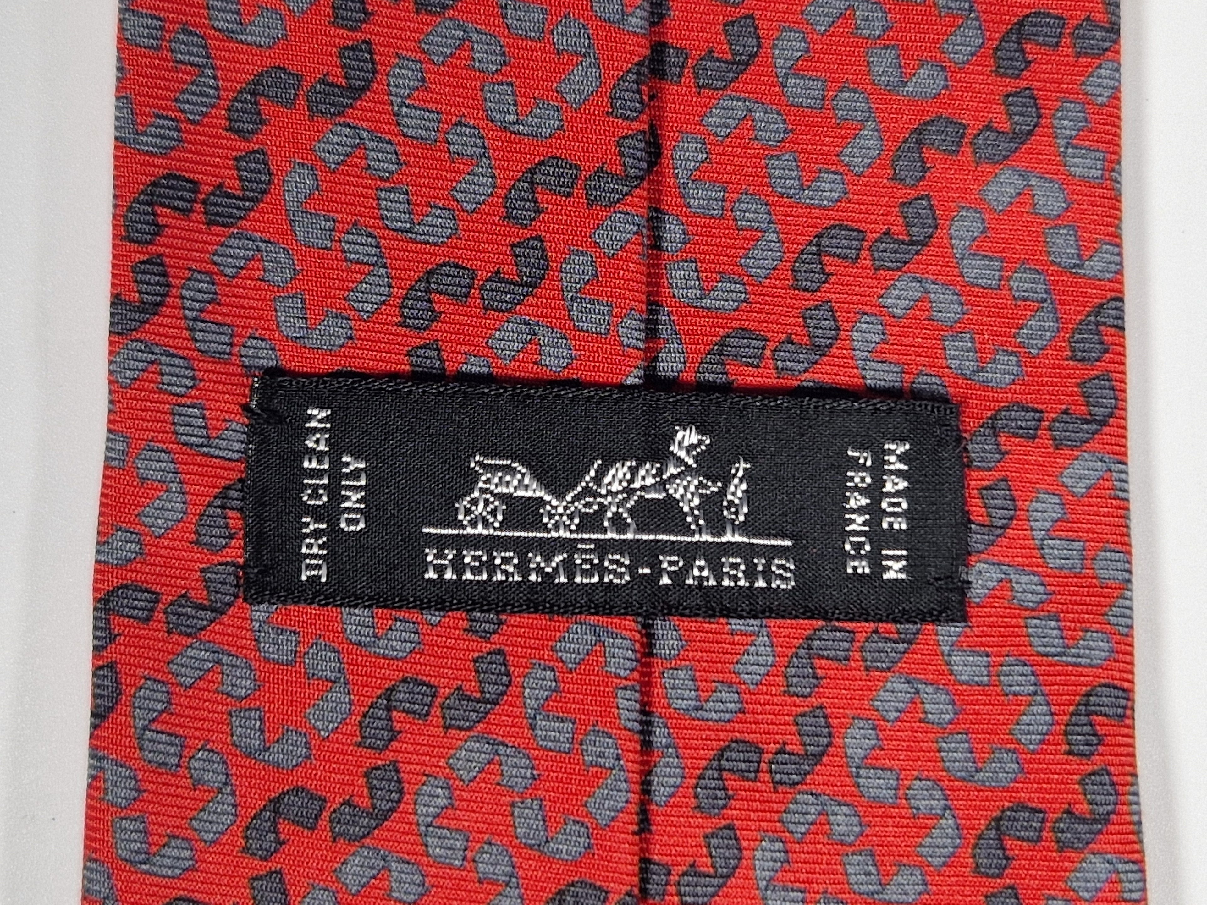 645668 Hermès silk tie orange recyceling pattern 645668 EA
