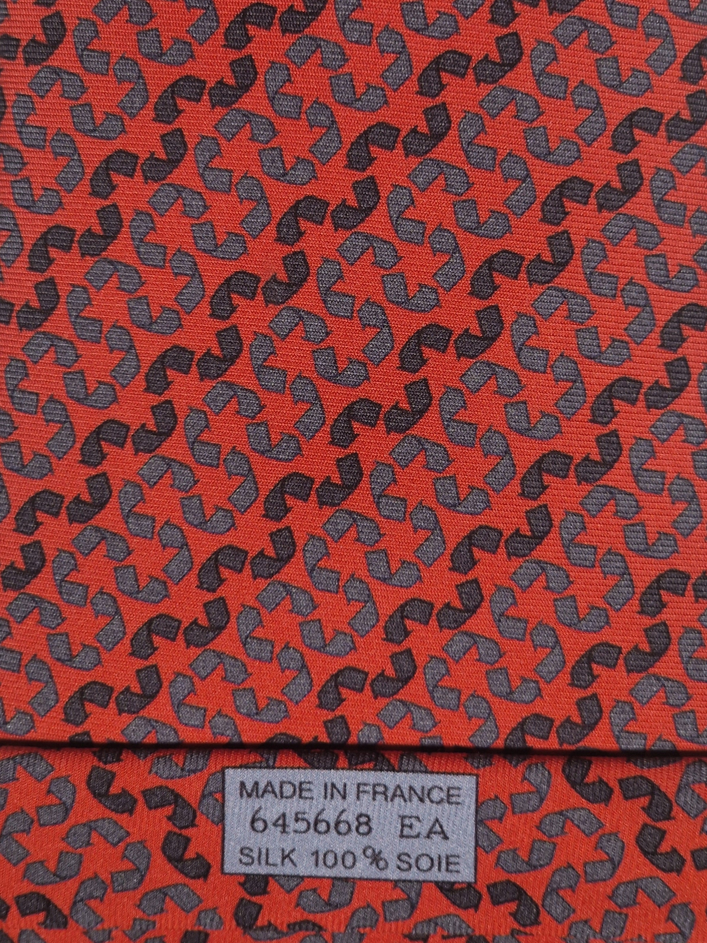 645668 Hermès silk tie orange recyceling pattern 645668 EA