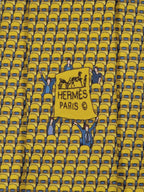 Hermès silk tie yellow stadium bleachers pattern 645692 PA