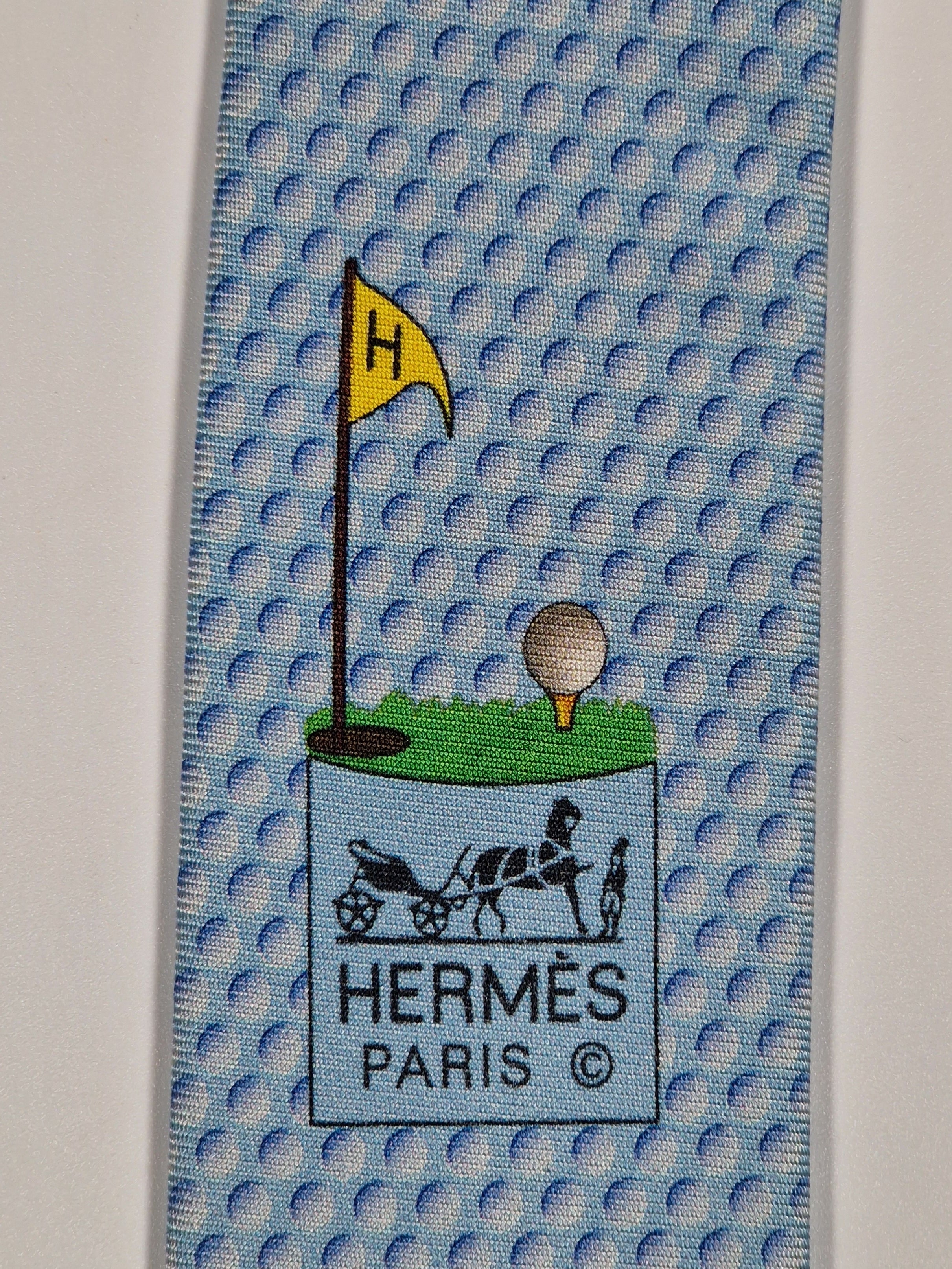 645701  Hermès silk tie blue golf pattern 645701  PA