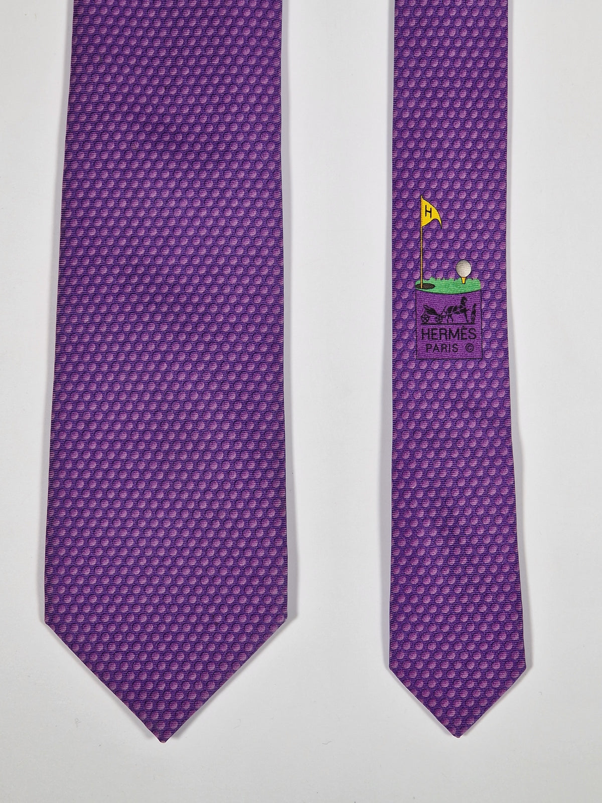 645701 Hermès tie purple golf pattern 645701 PA