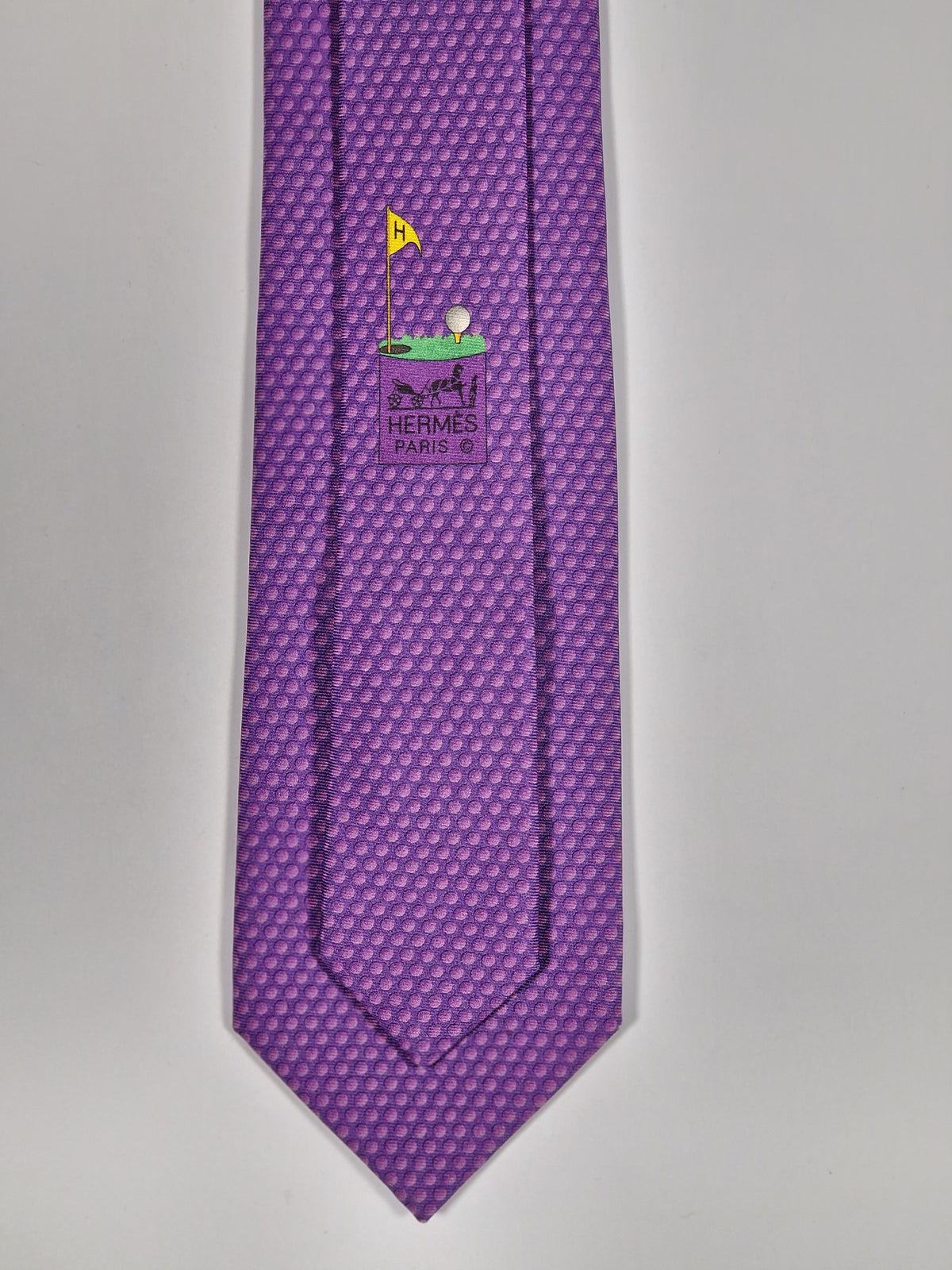 645701 Hermès tie purple golf pattern 645701 PA