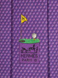645701 Hermès tie purple golf pattern 645701 PA