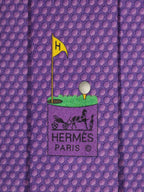 645701 Hermès tie purple golf pattern 645701 PA