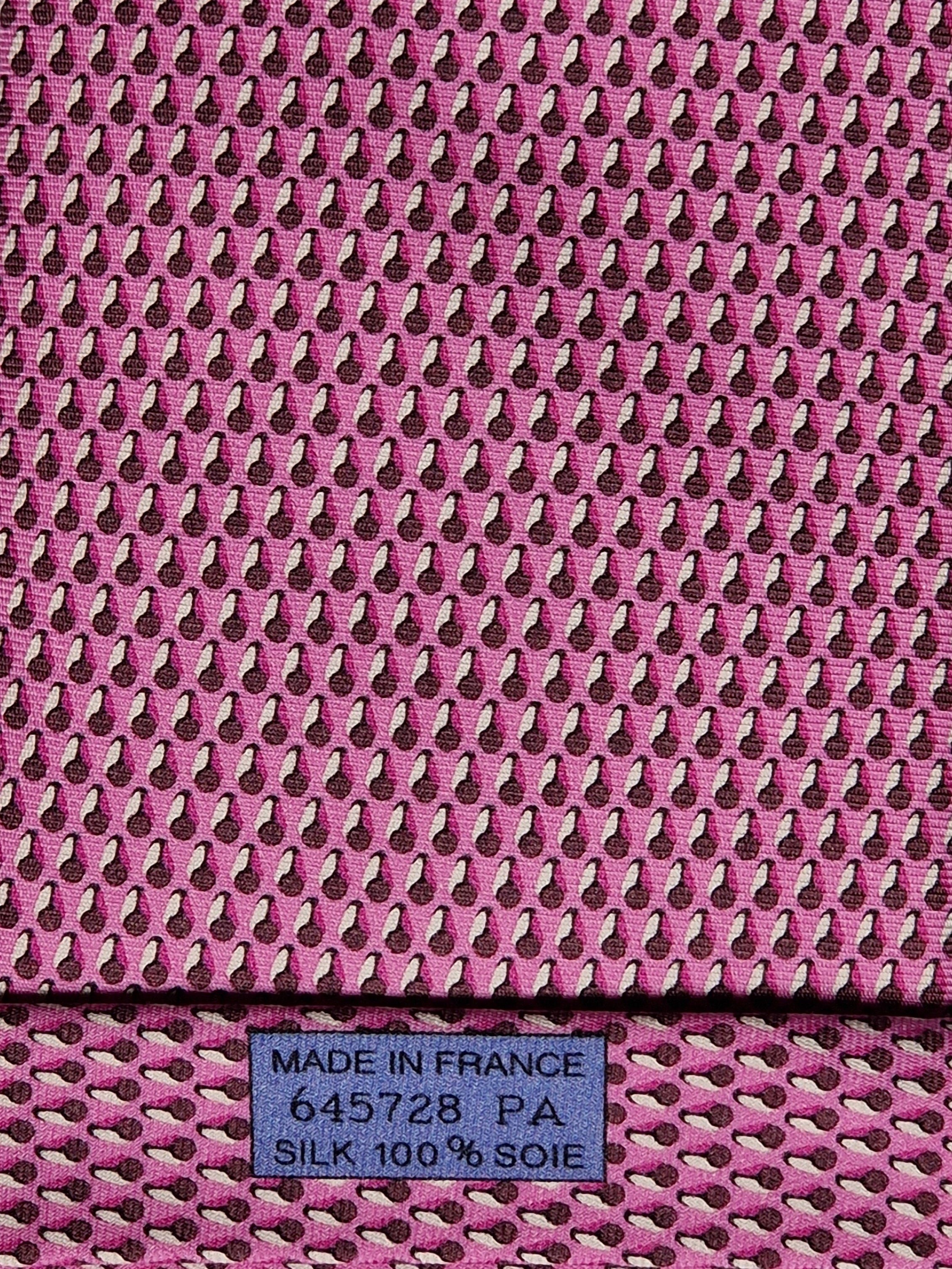 Hermès silk tie pink whimsical chef's hat 645728 PA