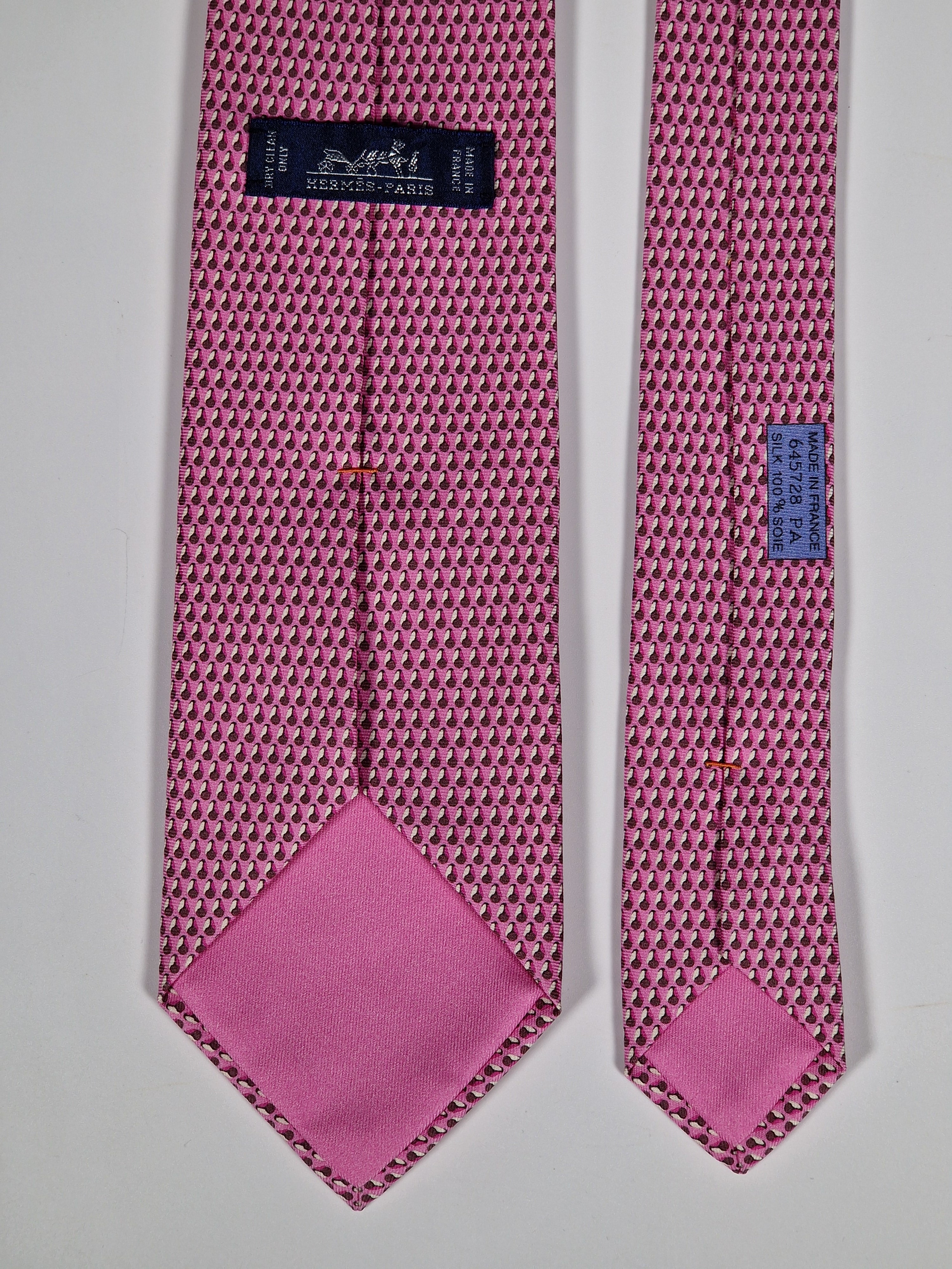 Hermès silk tie pink whimsical chef's hat 645728 PA