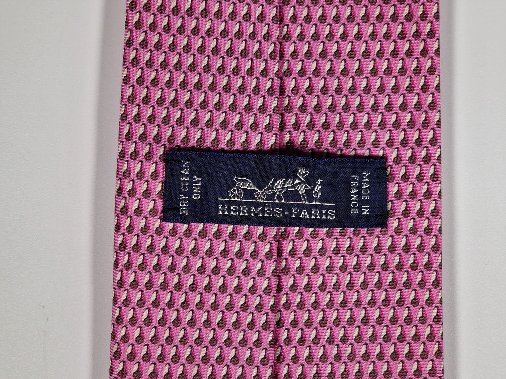Hermès silk tie pink whimsical chef's hat 645728 PA