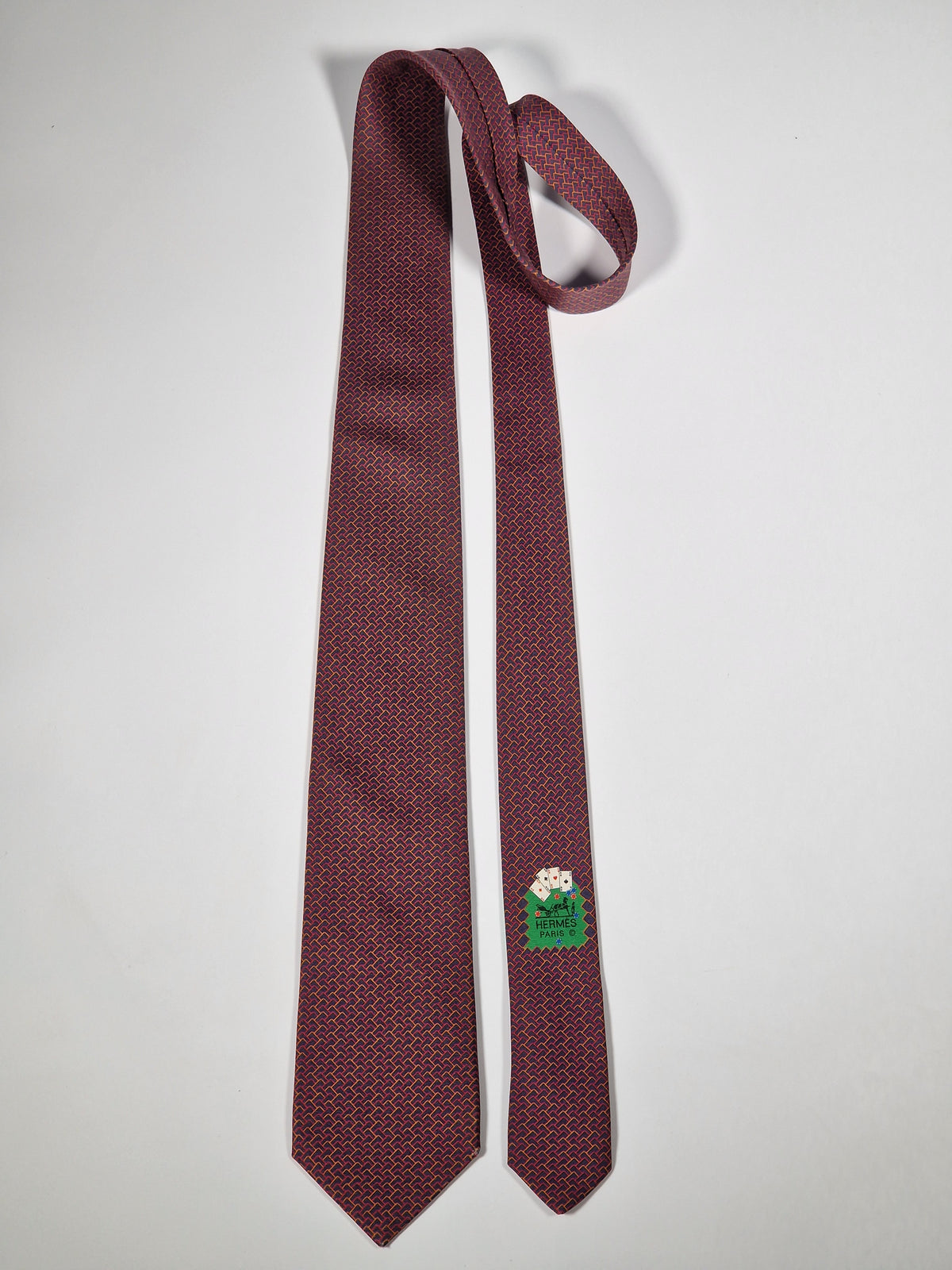 645731 Hermès tie grey poker pattern 645731 PA