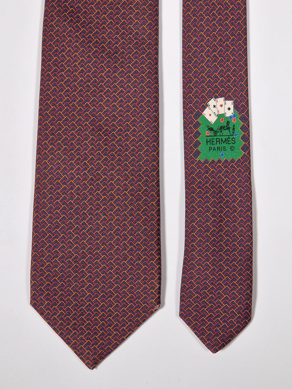 645731 Hermès tie grey poker pattern 645731 PA