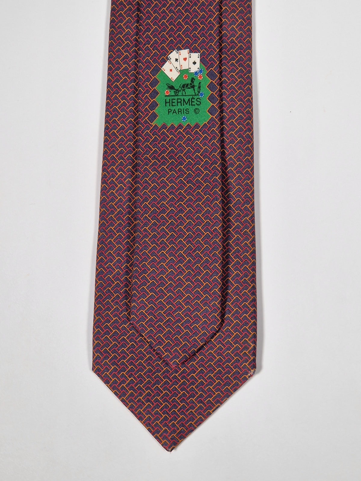 645731 Hermès tie grey poker pattern 645731 PA