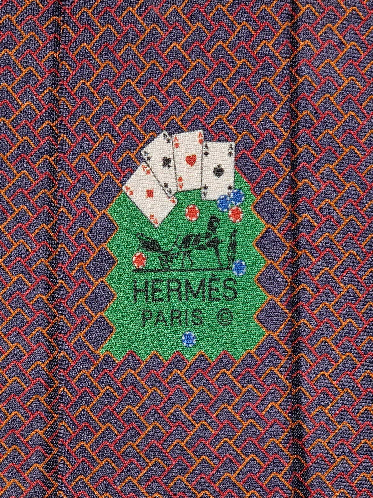 645731 Hermès tie grey poker pattern 645731 PA