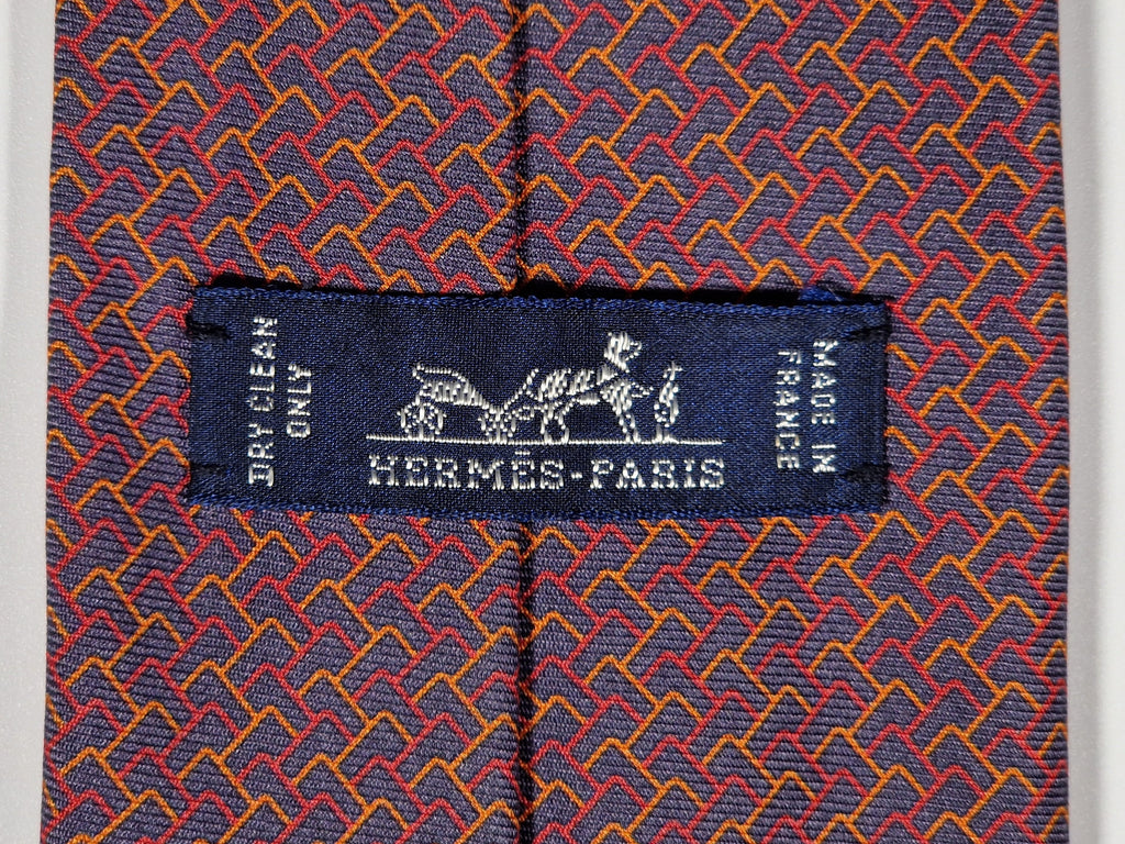 645731 Hermès tie grey poker pattern 645731 PA