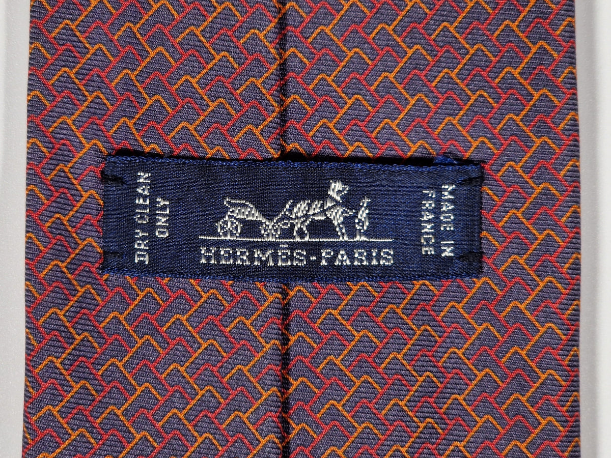 645731 Hermès tie grey poker pattern 645731 PA