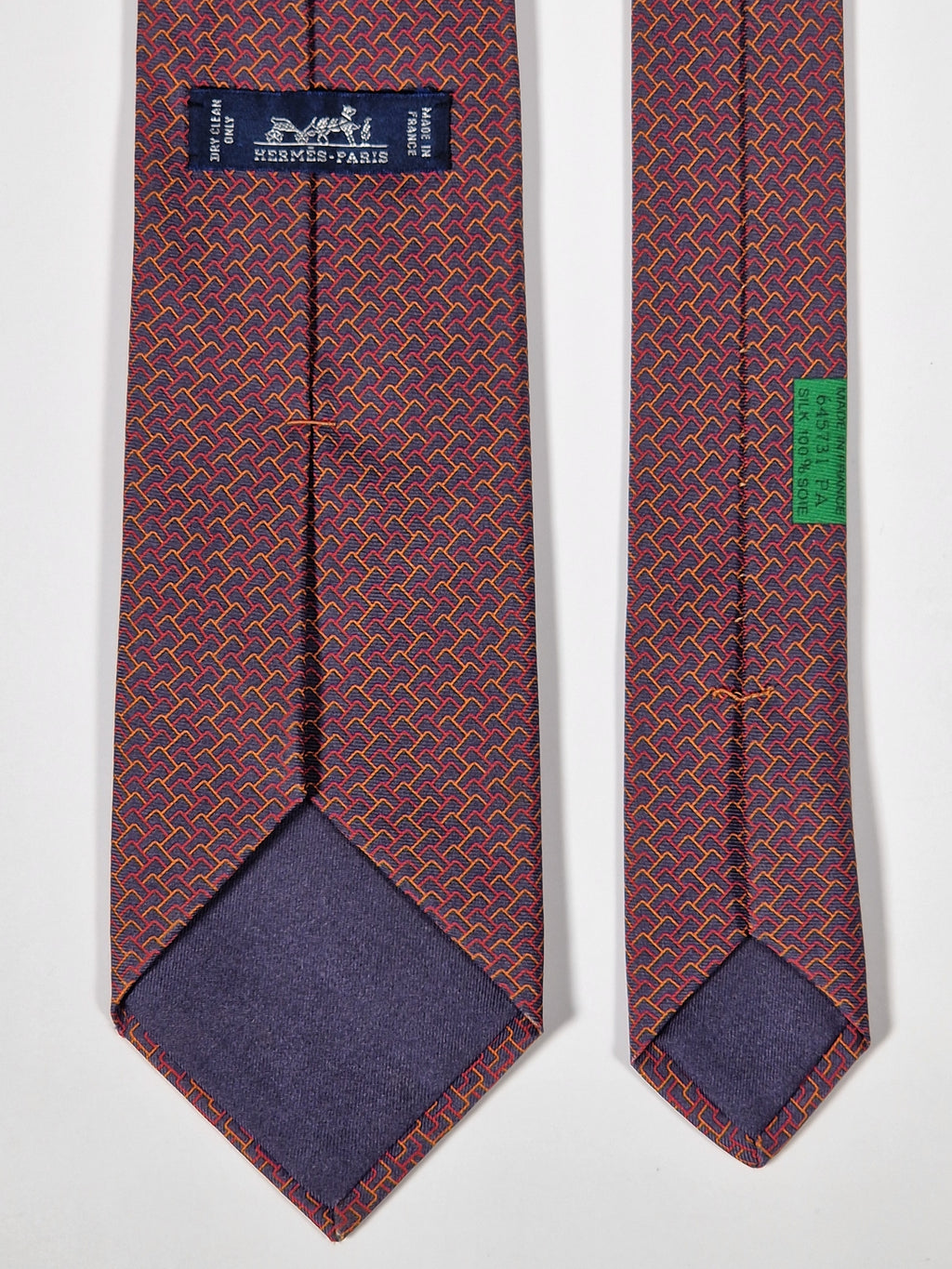 645731 Hermès tie grey poker pattern 645731 PA
