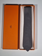 Hermès silk tie black and white Barcode pattern 645751 IA with box