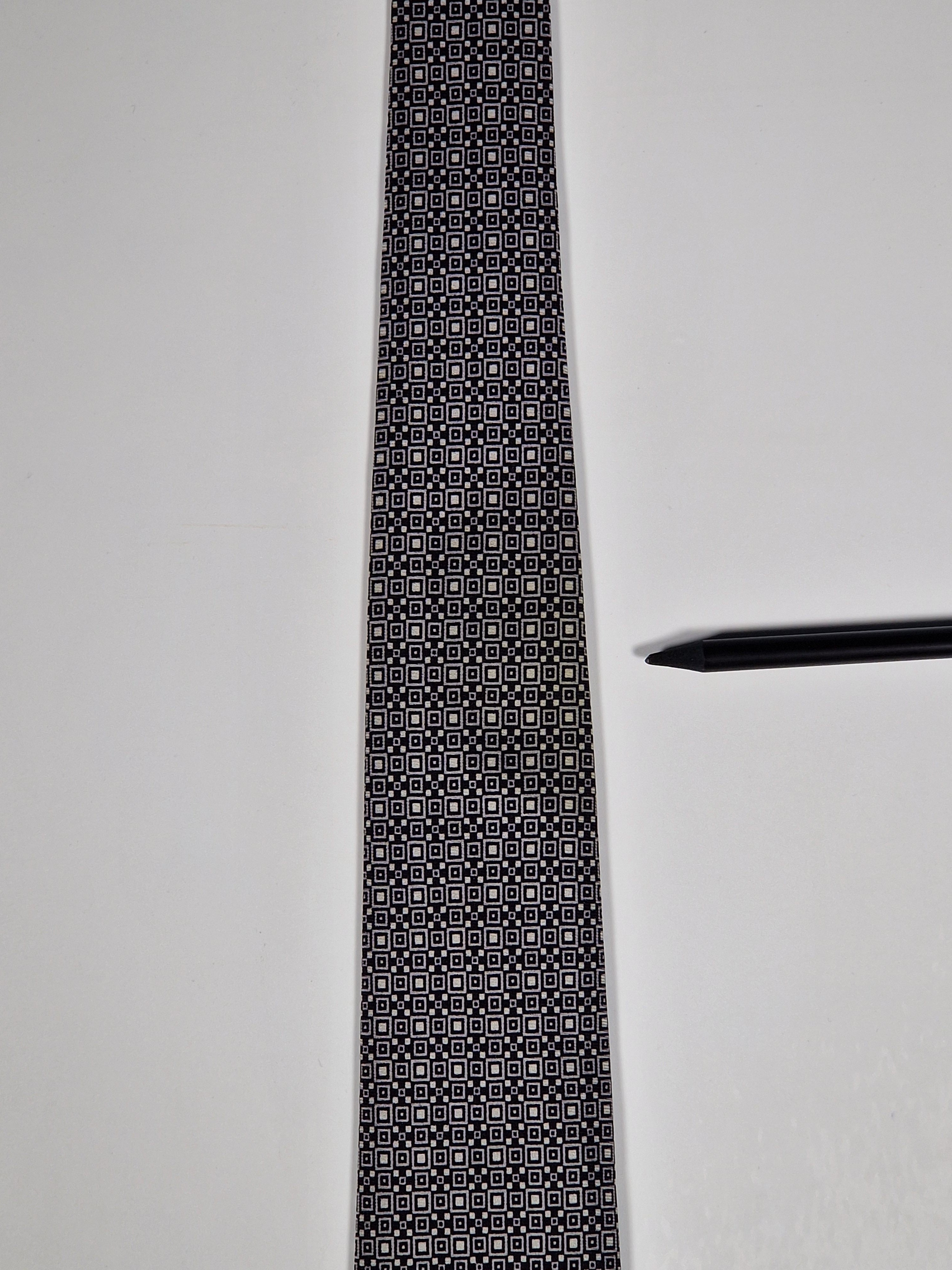 Hermès silk tie black and white Barcode pattern 645751 IA with box