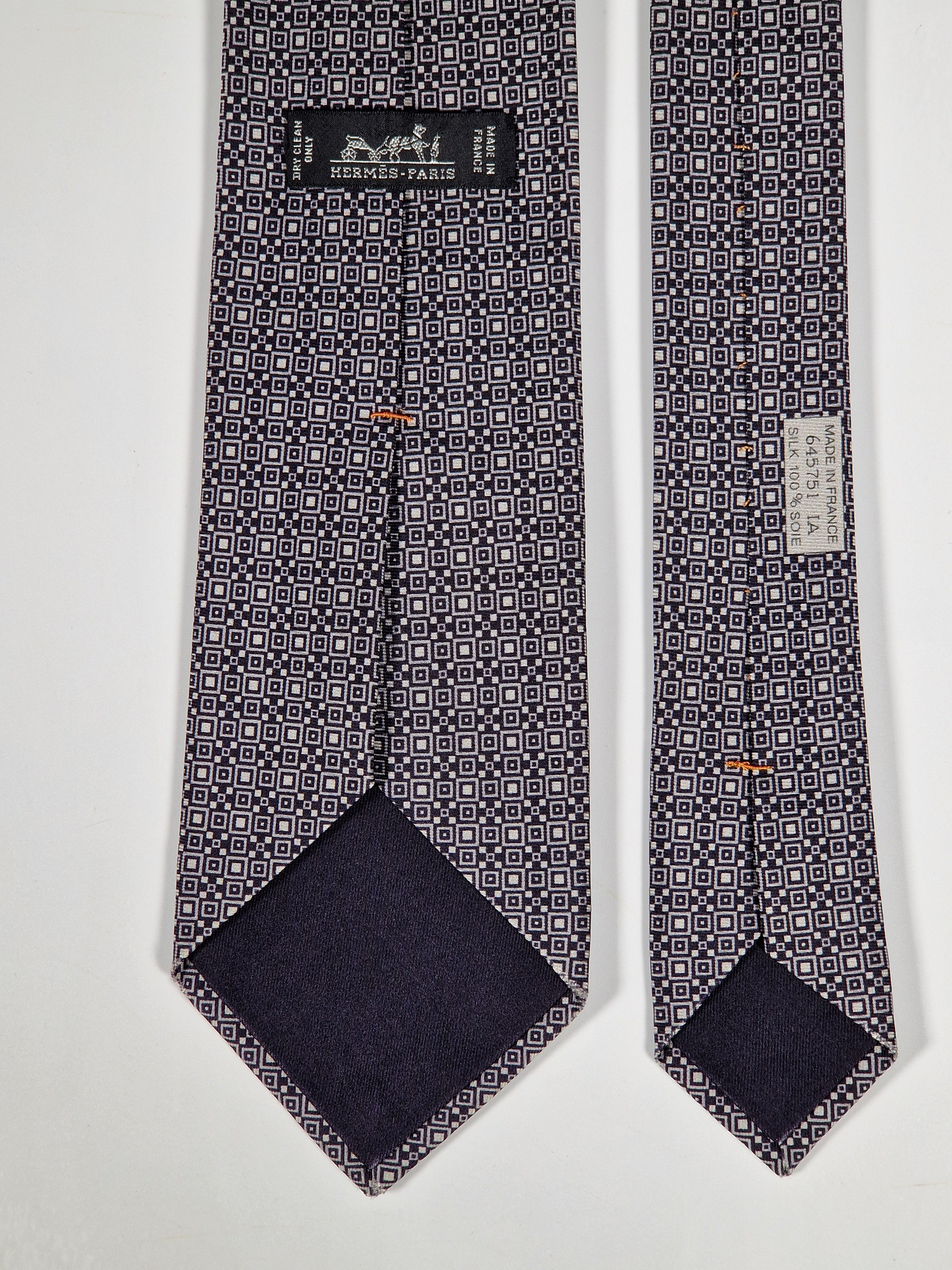 Hermès silk tie black and white Barcode pattern 645751 IA with box