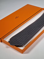 Hermès silk tie black and white Barcode pattern 645751 IA with box
