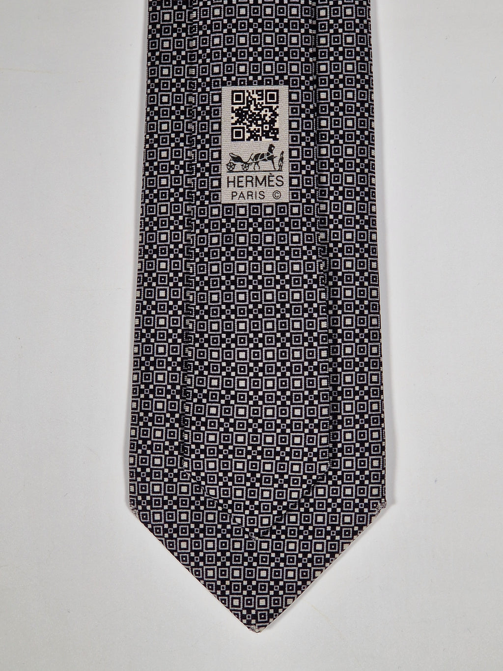 Hermès silk tie black and white Barcode pattern 645751 IA with box