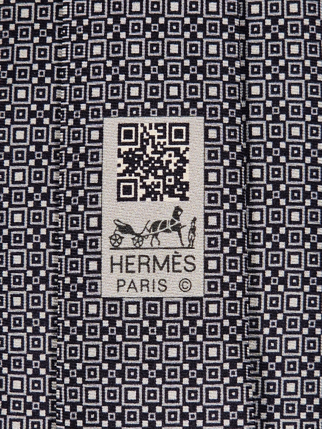 Hermès silk tie black and white Barcode pattern 645751 IA with box