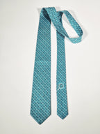 645754 Hermès tie turguoise magnifying glass pattern 645754 HA