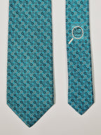 645754 Hermès tie turguoise magnifying glass pattern 645754 HA
