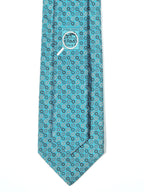 645754 Hermès tie turguoise magnifying glass pattern 645754 HA