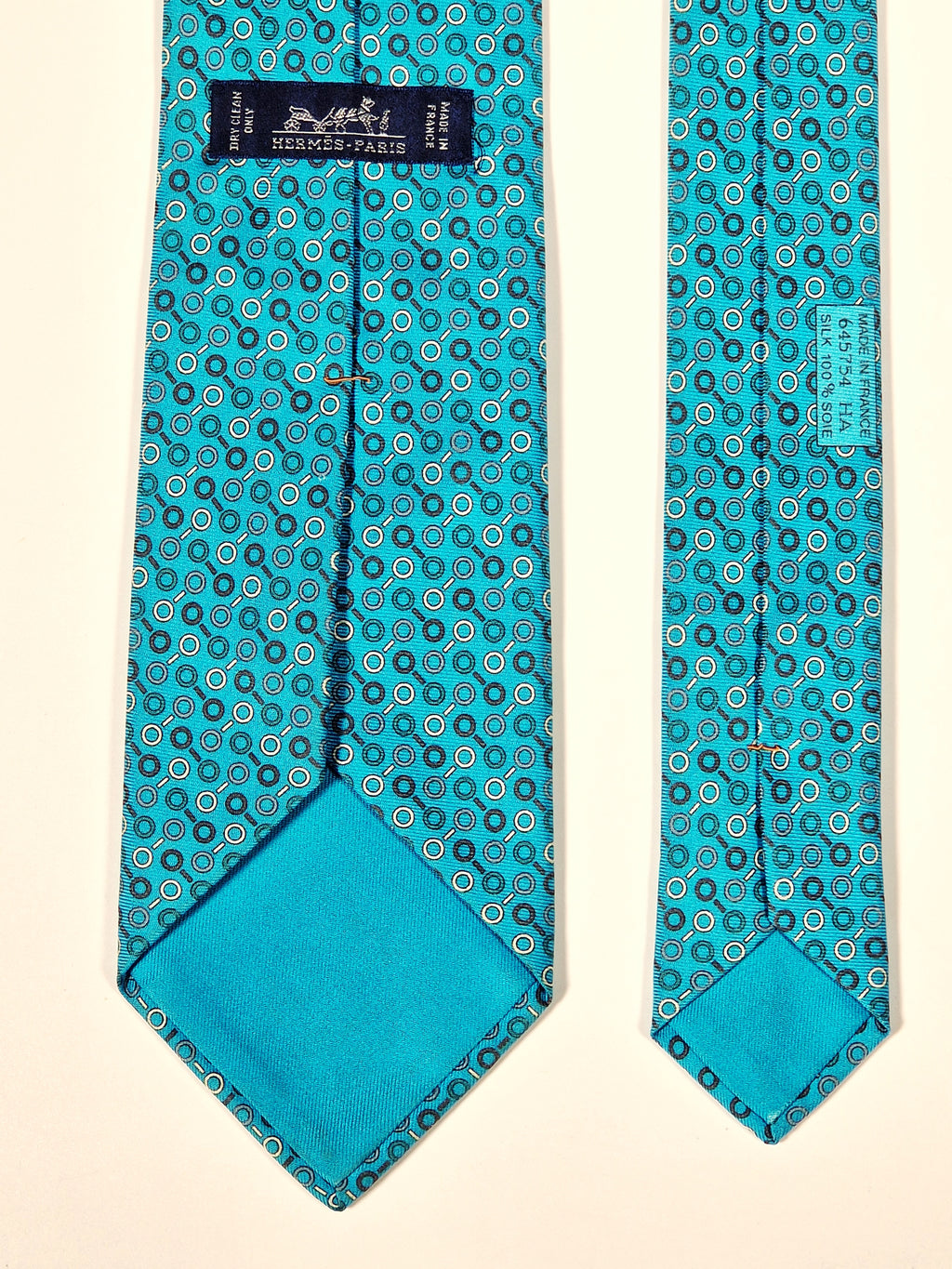 645754 Hermès tie turguoise magnifying glass pattern 645754 HA