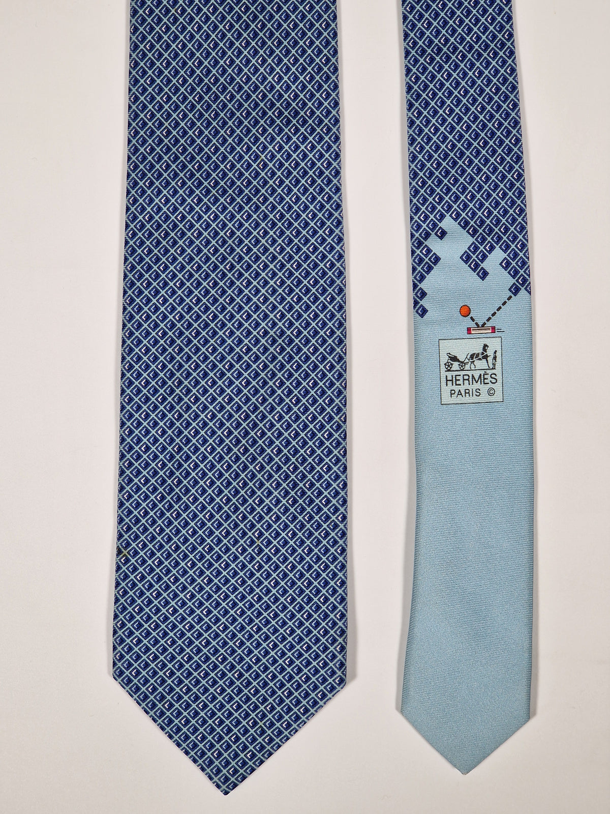 645769 Hermès tie blue Pong game pattern 645769 HA