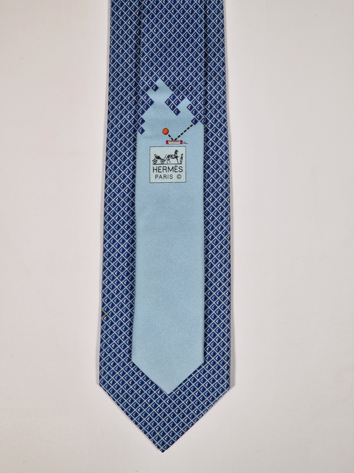 645769 Hermès tie blue Pong game pattern 645769 HA