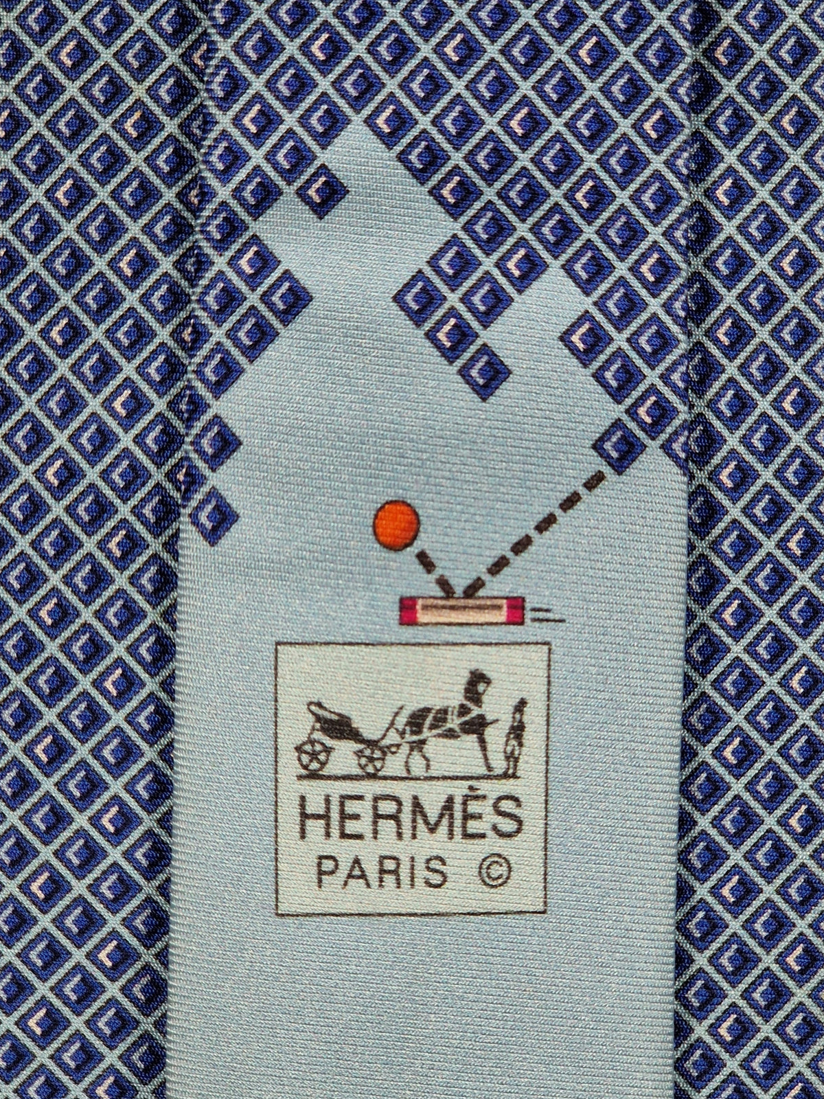 645769 Hermès tie blue Pong game pattern 645769 HA