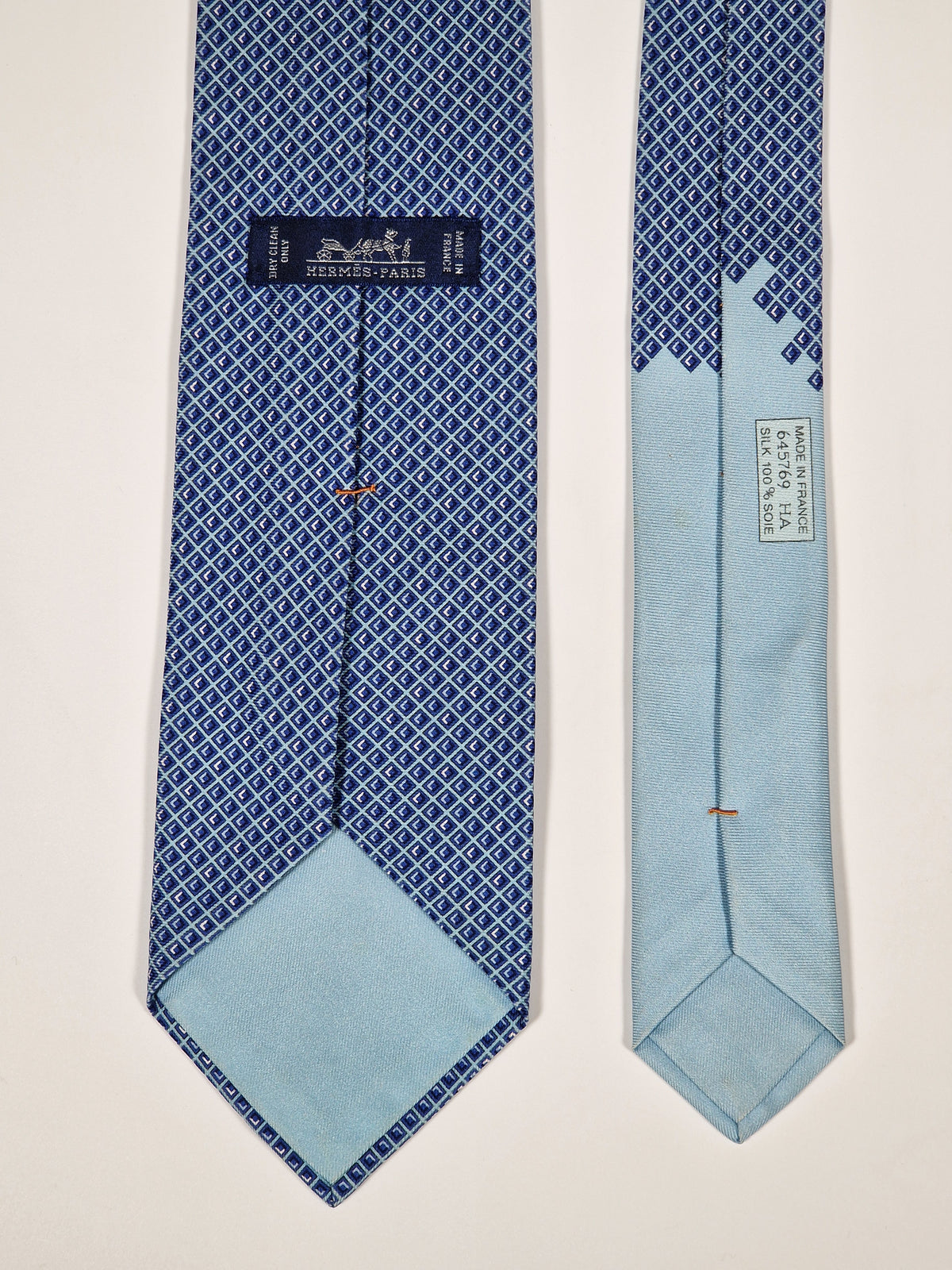 645769 Hermès tie blue Pong game pattern 645769 HA