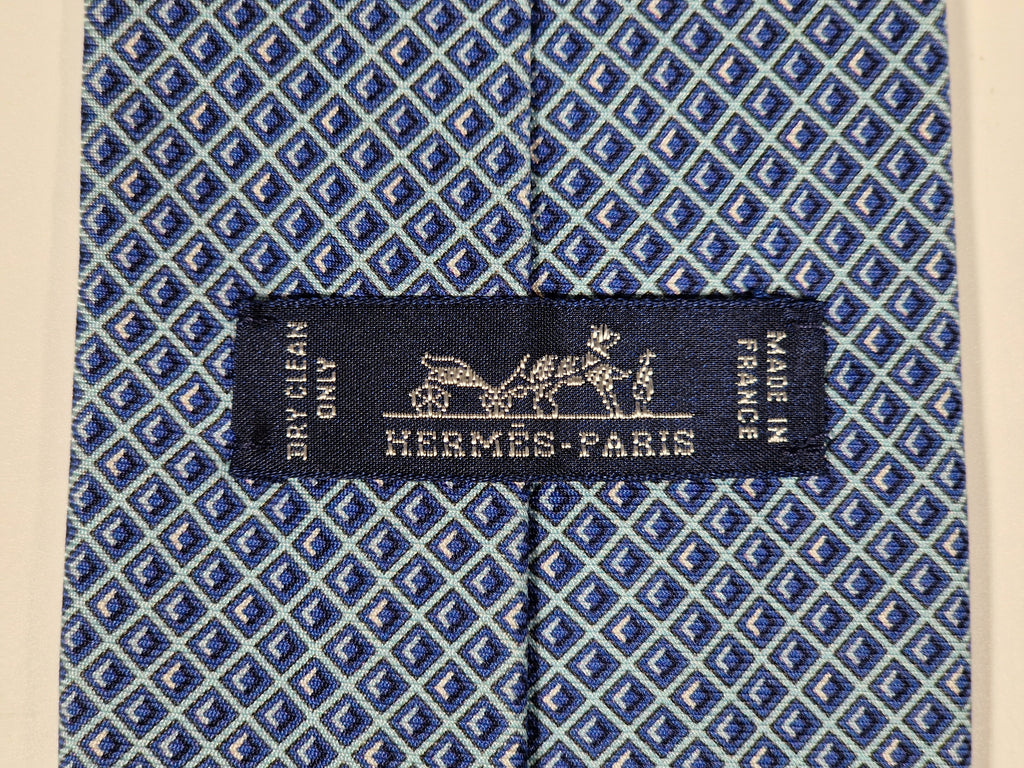645769 Hermès tie blue Pong game pattern 645769 HA