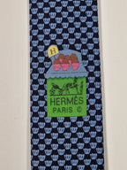Hermès silk tie blue whimsical cupcake pattern 645790 HA