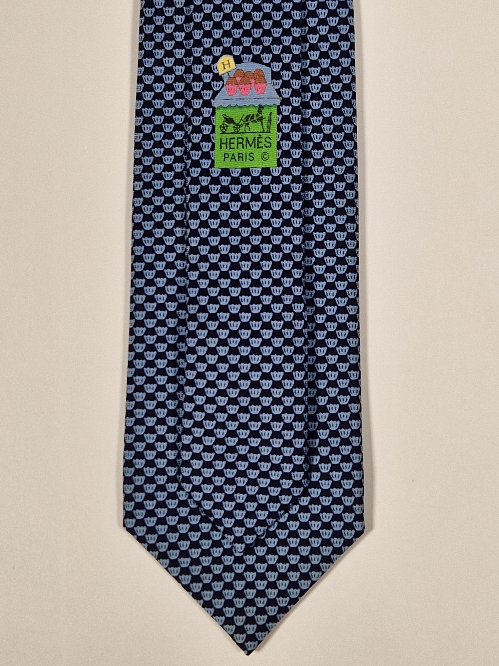 Hermès silk tie blue whimsical cupcake pattern 645790 HA