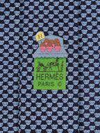 Hermès silk tie blue whimsical cupcake pattern 645790 HA