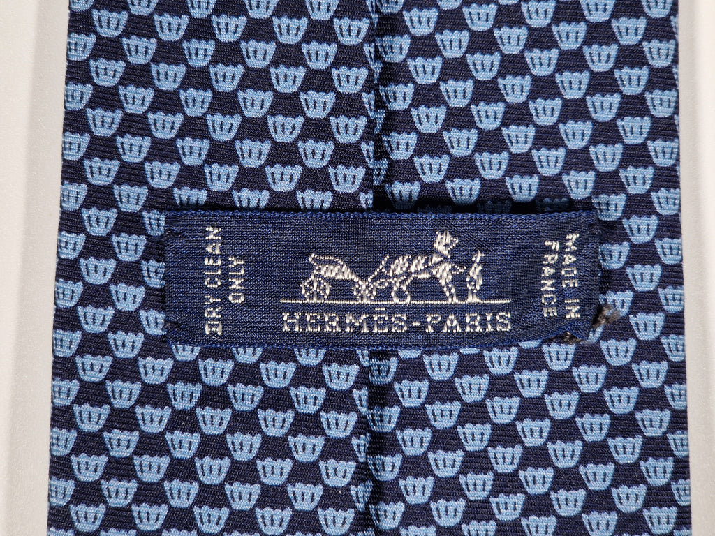 Hermès silk tie blue whimsical cupcake pattern 645790 HA