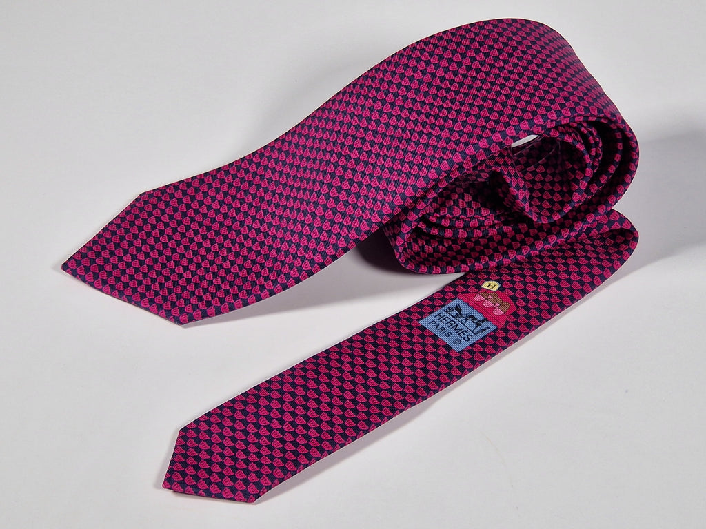 Hermès silk tie Black and mangenta cupcakes Hermès 645796 HA