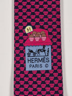 Hermès silk tie Black and mangenta cupcakes Hermès 645796 HA