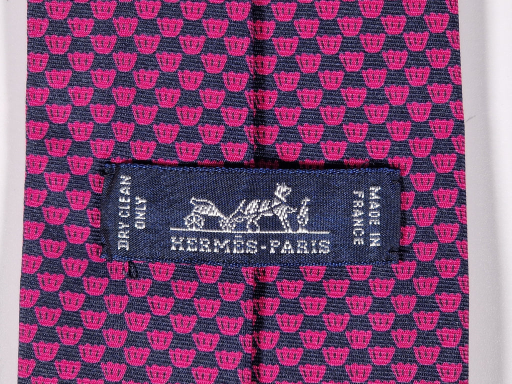 Hermès silk tie Black and mangenta cupcakes Hermès 645796 HA