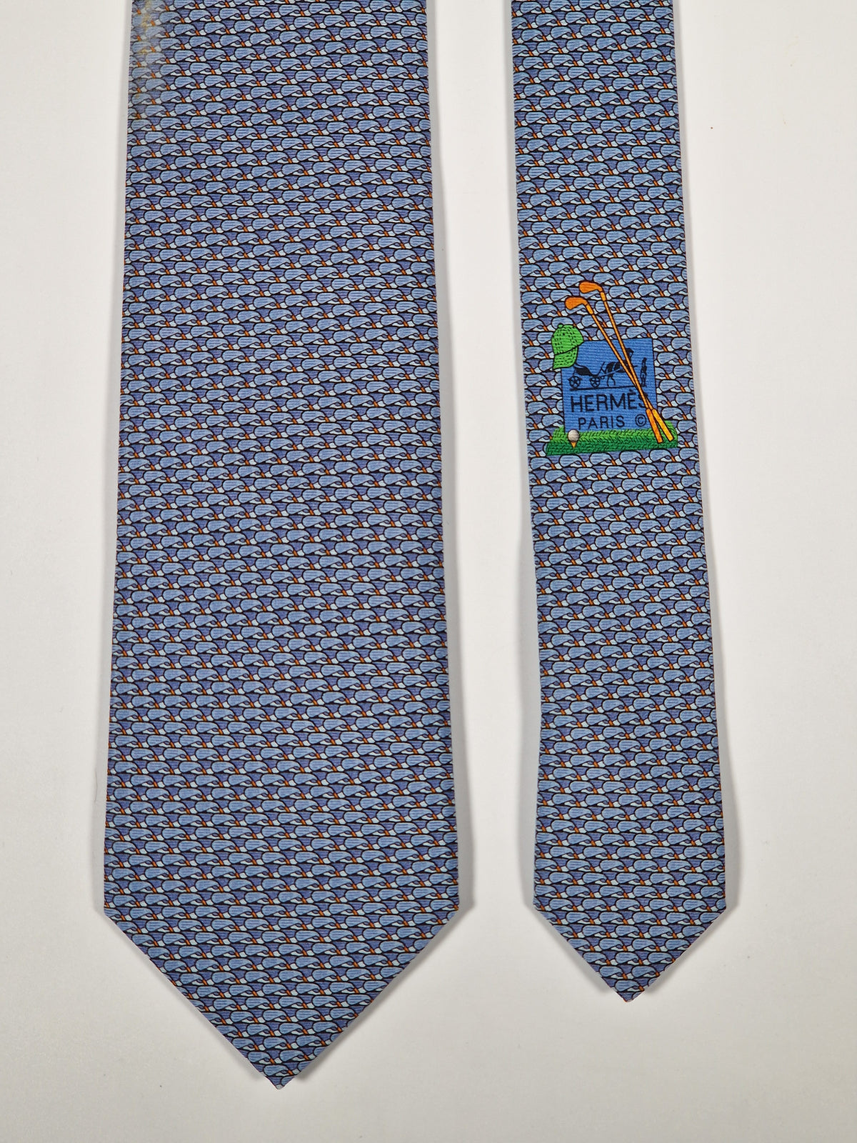 645819 Hermès tie blue golfclubs pattern 645819 IA