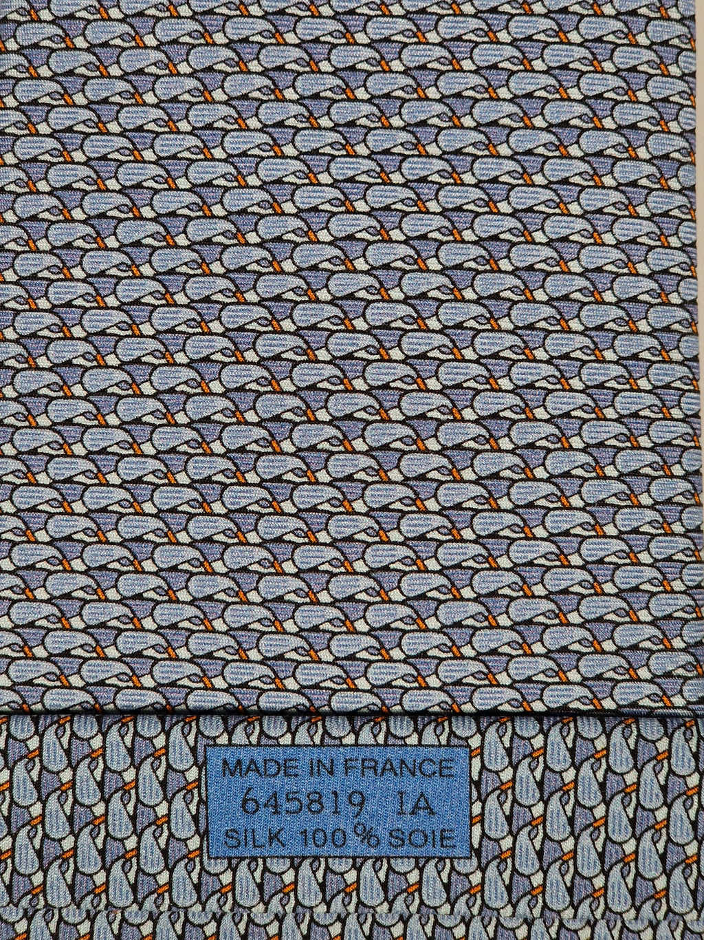 645819 Hermès tie blue golfclubs pattern 645819 IA