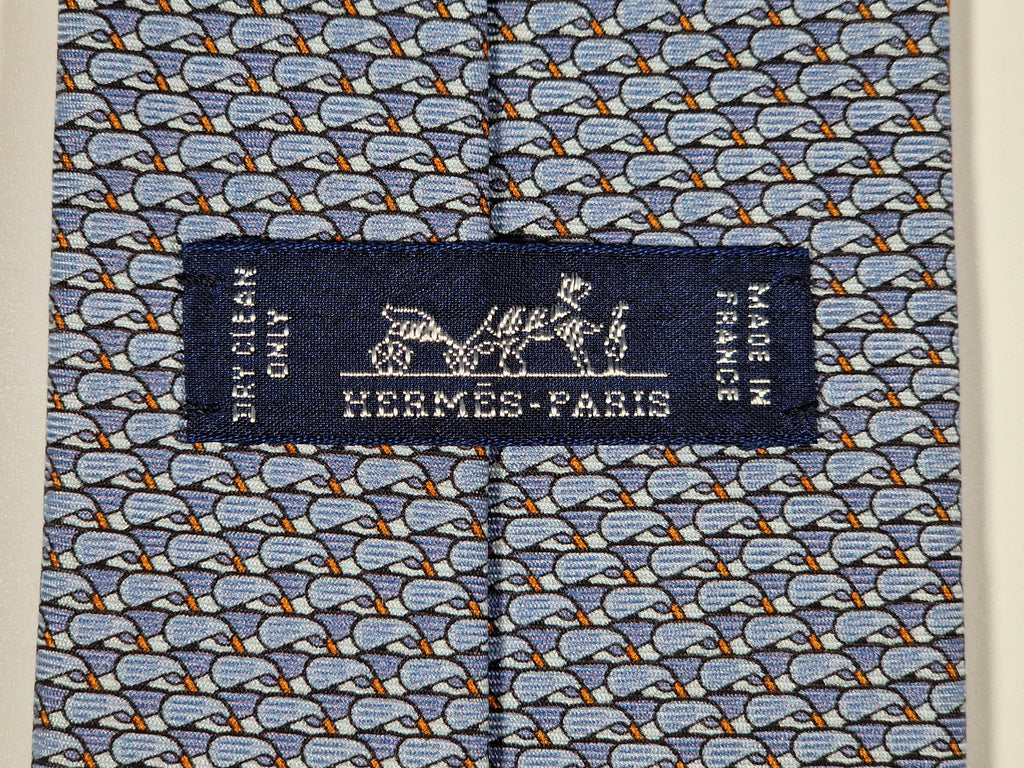645819 Hermès tie blue golfclubs pattern 645819 IA