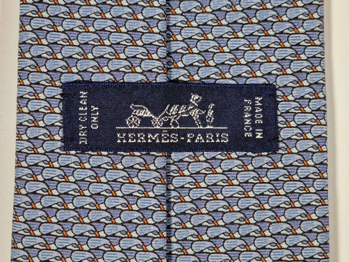 645819 Hermès tie blue golfclubs pattern 645819 IA