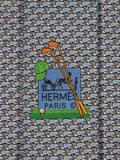 645819 Hermès tie blue golfclubs pattern 645819 IA