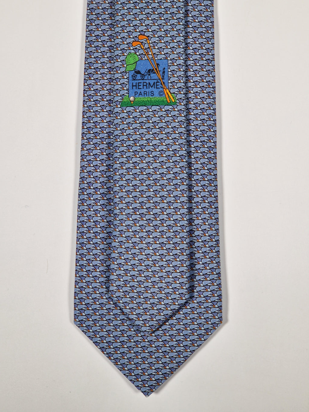 645819 Hermès tie blue golfclubs pattern 645819 IA